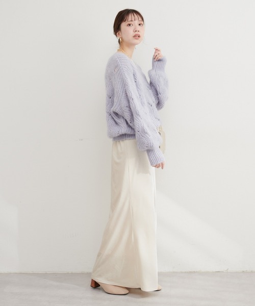 natural couture(ナチュラルクチュール)の「ふわふわ透かしニット(ニット/セーター・レディース・ピンク/ベージュ/アイボリー/サックスブルー/グレー・FREE)」の21枚目の写真