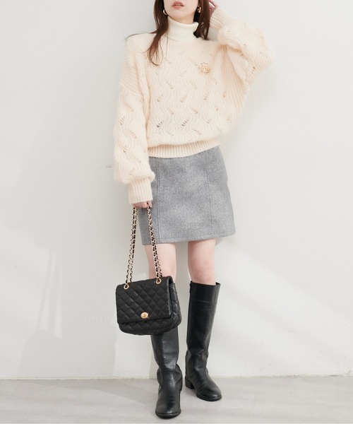 natural couture(ナチュラルクチュール)の「ふわふわ透かしニット(ニット/セーター・レディース・ピンク/ベージュ/アイボリー/サックスブルー/グレー・FREE)」の9枚目の写真