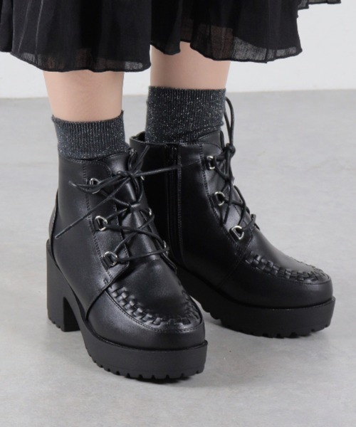 LOVEHUNTER(ラブハンター)の「LOVE HUNTER/厚底 ハイヒール Uチップ シューズ 7cmヒール 軽量 トラックソール (1640)(ブーツ・レディース・ホワイト/ブラック×ブラック/ブラック×ホワイト・M/LL/L/SS/S)」の11枚目の写真