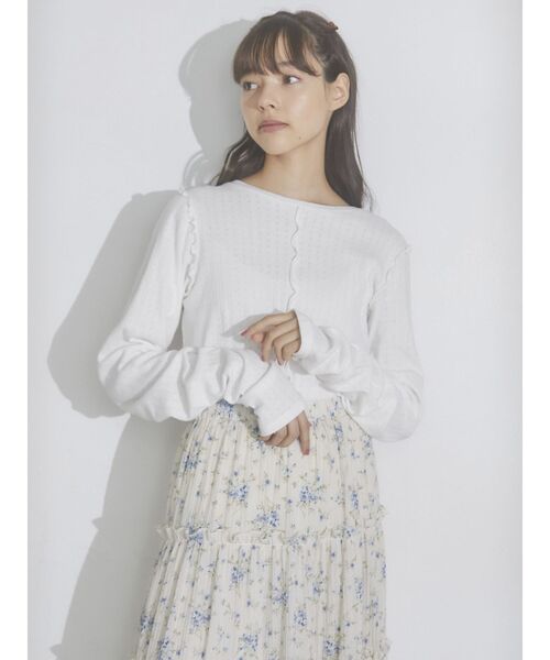 merry jenny（メリージェニー）の「メローアイレットカットtops（Tシャツ/カットソー・レディース・ライトブルー/オフホワイト/クリーム・FREE）」の5枚目の写真