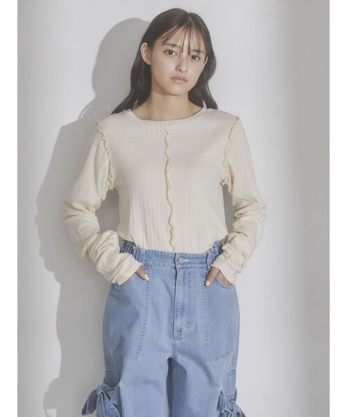 merry jenny（メリージェニー）の「メローアイレットカットtops（Tシャツ/カットソー・レディース・ライトブルー/オフホワイト/クリーム・FREE）」の12枚目の写真