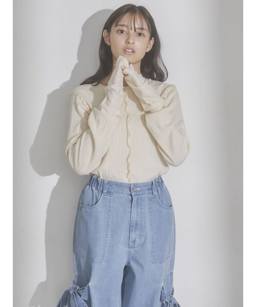 merry jenny（メリージェニー）の「メローアイレットカットtops（Tシャツ/カットソー・レディース・ライトブルー/オフホワイト/クリーム・FREE）」の11枚目の写真