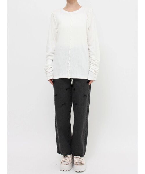 merry jenny（メリージェニー）の「メローアイレットカットtops（Tシャツ/カットソー・レディース・ライトブルー/オフホワイト/クリーム・FREE）」の19枚目の写真