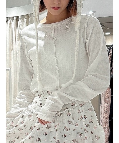 merry jenny（メリージェニー）の「メローアイレットカットtops（Tシャツ/カットソー・レディース・ライトブルー/オフホワイト/クリーム・FREE）」の2枚目の写真