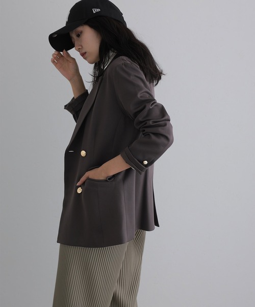 ElegChic(エレグシック)の「ダブルテーラード ジャケット (テーラードジャケット・レディース・ベージュ系その他/ブラウン/ネイビー・L/M)」の4枚目の写真