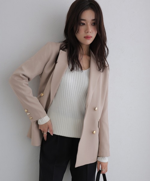 ElegChic(エレグシック)の「ダブルテーラード ジャケット (テーラードジャケット・レディース・ベージュ系その他/ブラウン/ネイビー・L/M)」の13枚目の写真