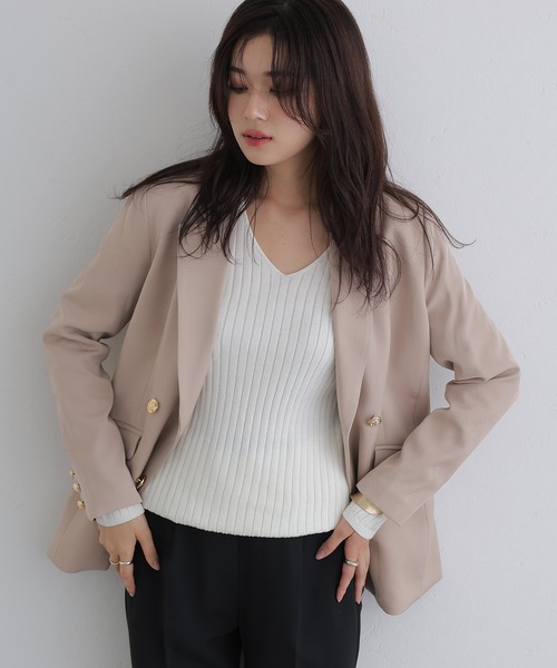 ElegChic(エレグシック)の「ダブルテーラード ジャケット (テーラードジャケット・レディース・ベージュ系その他/ブラウン/ネイビー・L/M)」の15枚目の写真