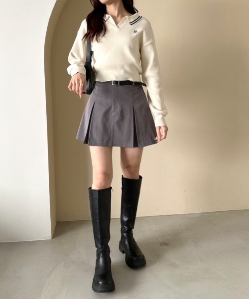 OLIVE des OLIVE(オリーブデオリーブ)の「スキッパーニット 1041050080(ニット/セーター・レディース・ブラック系その他/ブラック/サックスブルー/オフホワイト・FREE)」の5枚目の写真