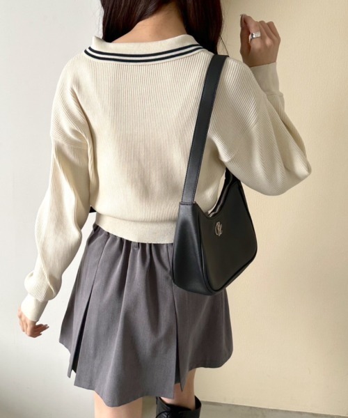 OLIVE des OLIVE(オリーブデオリーブ)の「スキッパーニット 1041050080(ニット/セーター・レディース・ブラック系その他/ブラック/サックスブルー/オフホワイト・FREE)」の9枚目の写真