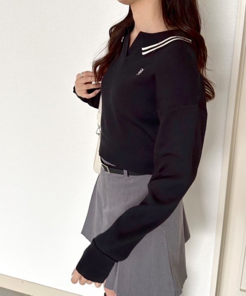 OLIVE des OLIVE(オリーブデオリーブ)の「スキッパーニット 1041050080(ニット/セーター・レディース・ブラック系その他/ブラック/サックスブルー/オフホワイト・FREE)」の18枚目の写真