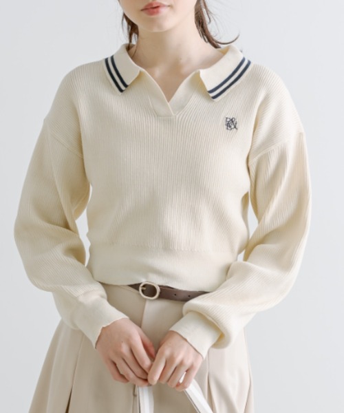 OLIVE des OLIVE(オリーブデオリーブ)の「スキッパーニット 1041050080(ニット/セーター・レディース・ブラック系その他/ブラック/サックスブルー/オフホワイト・FREE)」の12枚目の写真