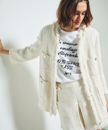 GRACE CONTINENTAL | ツイードショートコート(ノーカラーコート)