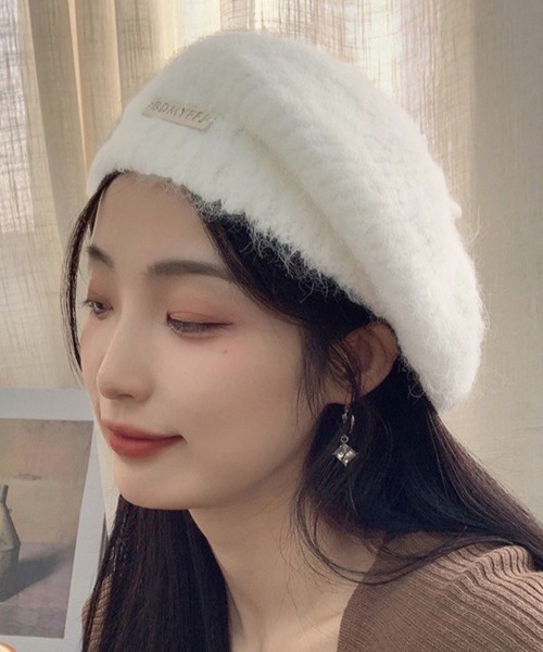 Miniministore（ミニミニストア）の「ニットベレー帽 起毛 レディース 秋冬（ハンチング/ベレー帽・レディース・カーキ/ベージュ/オフホワイト/グレー/ブラック/モカ・フリー）」の10枚目の写真