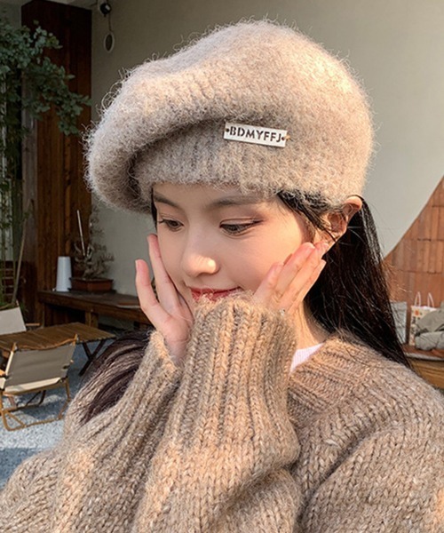 Miniministore（ミニミニストア）の「ニットベレー帽 起毛 レディース 秋冬（ハンチング/ベレー帽・レディース・カーキ/ベージュ/オフホワイト/グレー/ブラック/モカ・フリー）」の17枚目の写真