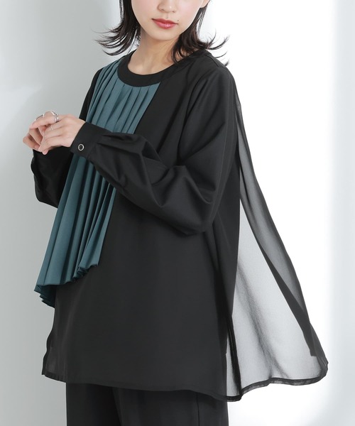 kOhAKU(コハク)の「異素材プリーツデザインセットアップ(パンツドレス・レディース・ブラック・1/2)」の22枚目の写真