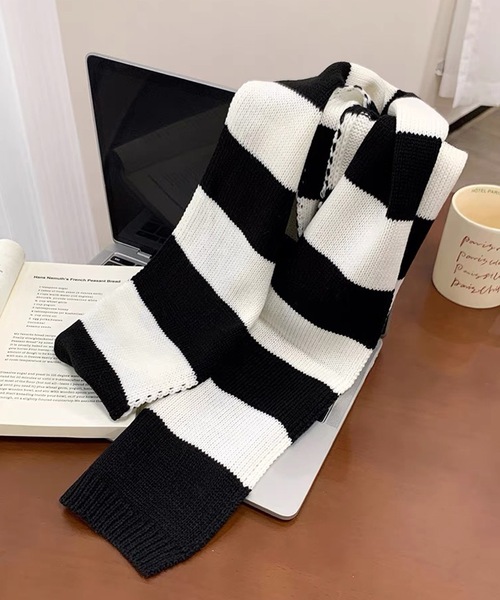 shopnikoniko（ショップニコニコ）の「ボーダー柄 リブニット スリム