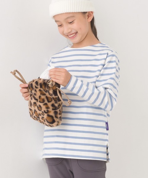 OMNES（オムネス）の「キッズ10番単ボーダー長袖Tシャツ（Tシャツ/カットソー・キッズ・ホワイト×ブルー/ホワイト×ブラック/ホワイト系その他3/ホワイト系その他/ホワイト系その他2/グレー系その他/ピンク系その他/ベージュ系その他・100/140/130/120/110/150）」の5枚目の写真