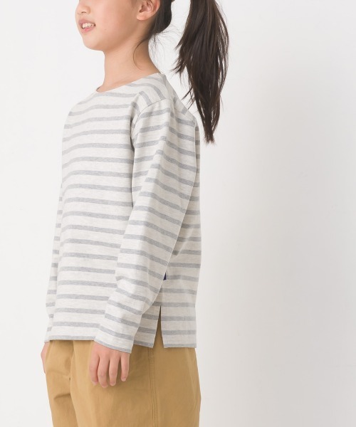 OMNES（オムネス）の「キッズ10番単ボーダー長袖Tシャツ（Tシャツ/カットソー・キッズ・ホワイト×ブルー/ホワイト×ブラック/ホワイト系その他3/ホワイト系その他/ホワイト系その他2/グレー系その他/ピンク系その他/ベージュ系その他・100/140/130/120/110/150）」の15枚目の写真