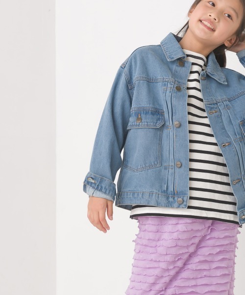 OMNES（オムネス）の「キッズ10番単ボーダー長袖Tシャツ（Tシャツ/カットソー・キッズ・ホワイト×ブルー/ホワイト×ブラック/ホワイト系その他3/ホワイト系その他/ホワイト系その他2/グレー系その他/ピンク系その他/ベージュ系その他・100/140/130/120/110/150）」の10枚目の写真