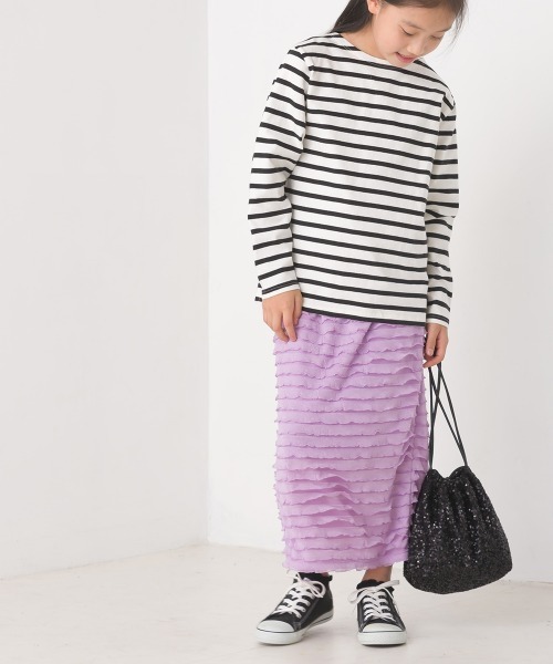 OMNES（オムネス）の「キッズ10番単ボーダー長袖Tシャツ（Tシャツ/カットソー・キッズ・ホワイト×ブルー/ホワイト×ブラック/ホワイト系その他3/ホワイト系その他/ホワイト系その他2/グレー系その他/ピンク系その他/ベージュ系その他・100/140/130/120/110/150）」の11枚目の写真