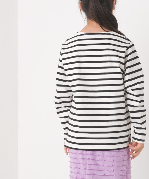 OMNES（オムネス）の「キッズ10番単ボーダー長袖Tシャツ（Tシャツ/カットソー・キッズ・ホワイト×ブルー/ホワイト×ブラック/ホワイト系その他3/ホワイト系その他/ホワイト系その他2/グレー系その他/ピンク系その他/ベージュ系その他・100/140/130/120/110/150）」の12枚目の写真