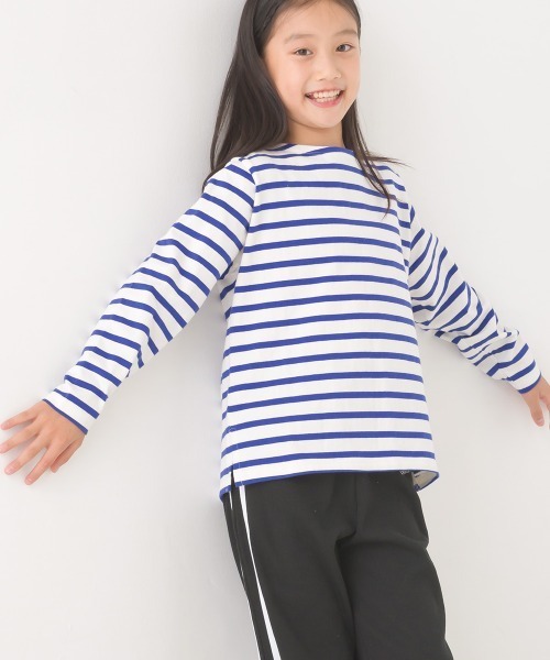 OMNES（オムネス）の「キッズ10番単ボーダー長袖Tシャツ（Tシャツ/カットソー・キッズ・ホワイト×ブルー/ホワイト×ブラック/ホワイト系その他3/ホワイト系その他/ホワイト系その他2/グレー系その他/ピンク系その他/ベージュ系その他・100/140/130/120/110/150）」の19枚目の写真