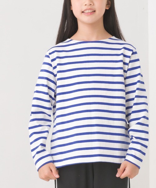 OMNES（オムネス）の「キッズ10番単ボーダー長袖Tシャツ（Tシャツ/カットソー・キッズ・ホワイト×ブルー/ホワイト×ブラック/ホワイト系その他3/ホワイト系その他/ホワイト系その他2/グレー系その他/ピンク系その他/ベージュ系その他・100/140/130/120/110/150）」の22枚目の写真