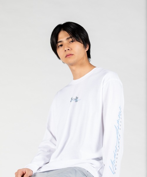 UNDER ARMOUR（アンダーアーマー）の「UAヘビーウェイトコットン ロングスリーブTシャツ（トレーニング/メンズ）（Tシャツ/カットソー・メンズ・ホワイト・XL/XXL/S/L/M）」の2枚目の写真