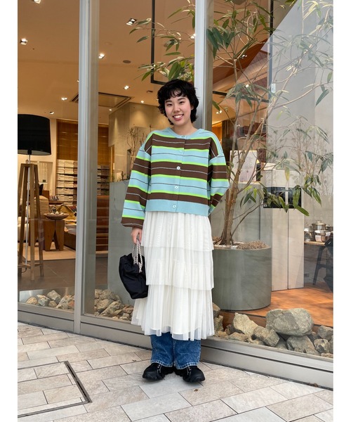 RODEO CROWNS WIDE BOWL（ロデオクラウンズワイドボウル）の「A-LIGHT KNIT アソートカーディガン（カーディガン/ボレロ・レディース・グリーン系その他/ホワイト系その他/ブルー系その他3/アイボリー/チャコールグレー・MEDIUM/SMALL）」の15枚目の写真