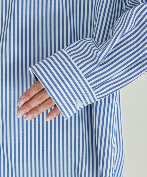 CIAOPANIC TYPY(チャオパニックティピー)の「コットンライクバンドカラー袖ボリュームストライプシャツ(シャツ/ブラウス・レディース・ネイビー/ミント/ピンク/サックスブルー/オレンジ・ONE SIZE)」の19枚目の写真