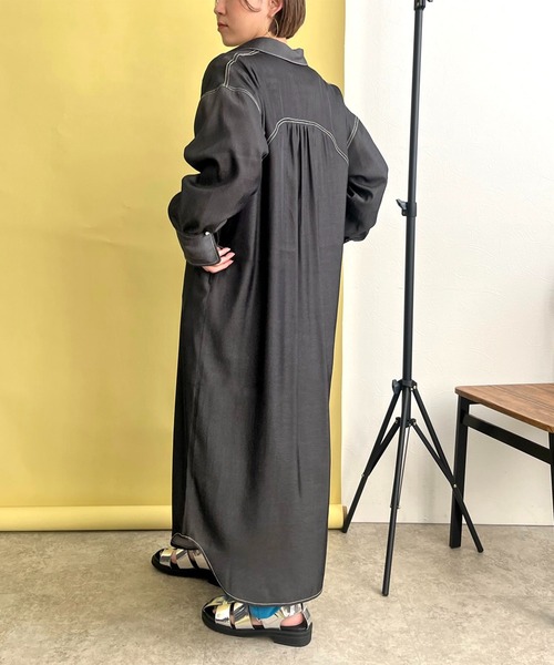 LHELBIE(レルビエ)の「ダンガリー2WAYシャツワンピース(シャツワンピース・レディース・ブラック/インディゴブルー・M)」の3枚目の写真