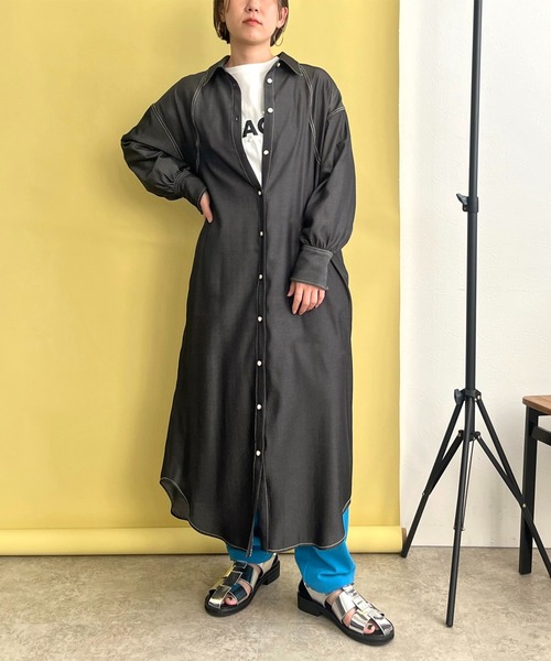 LHELBIE(レルビエ)の「ダンガリー2WAYシャツワンピース(シャツワンピース・レディース・ブラック/インディゴブルー・M)」の12枚目の写真