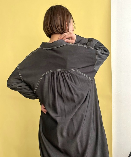 LHELBIE(レルビエ)の「ダンガリー2WAYシャツワンピース(シャツワンピース・レディース・ブラック/インディゴブルー・M)」の14枚目の写真