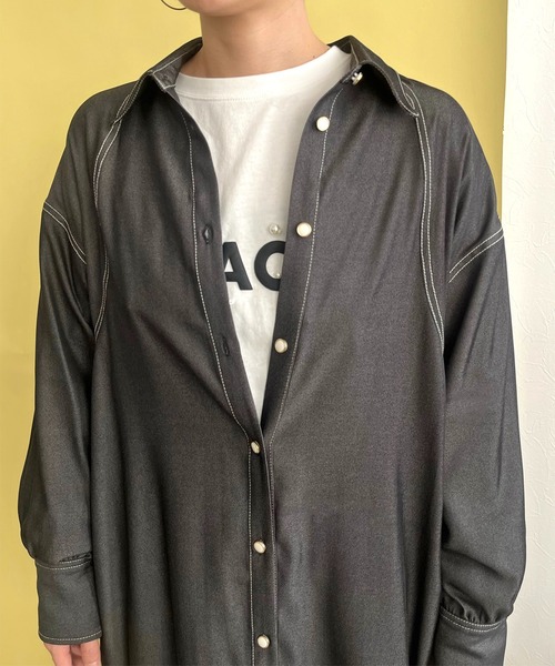 LHELBIE(レルビエ)の「ダンガリー2WAYシャツワンピース(シャツワンピース・レディース・ブラック/インディゴブルー・M)」の20枚目の写真