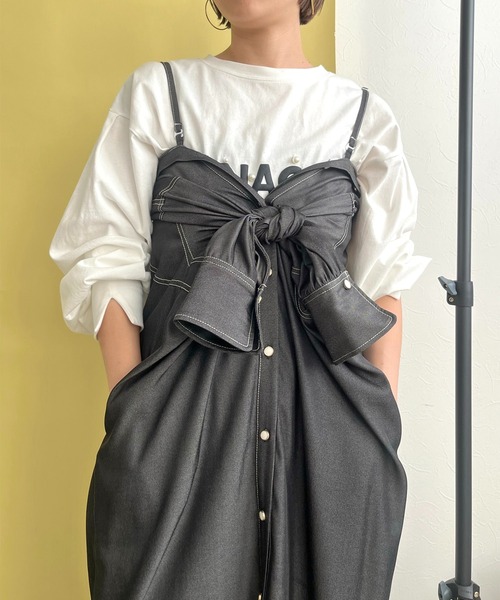 LHELBIE(レルビエ)の「ダンガリー2WAYシャツワンピース(シャツワンピース・レディース・ブラック/インディゴブルー・M)」の6枚目の写真