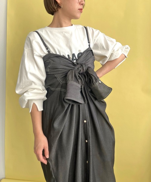 LHELBIE(レルビエ)の「ダンガリー2WAYシャツワンピース(シャツワンピース・レディース・ブラック/インディゴブルー・M)」の16枚目の写真