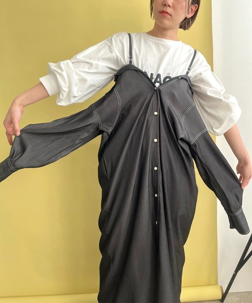 LHELBIE(レルビエ)の「ダンガリー2WAYシャツワンピース(シャツワンピース・レディース・ブラック/インディゴブルー・M)」の18枚目の写真