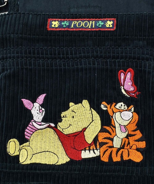 プーさん ディズニー ビンテージ カバーオール 刺繍 USA コーデュロイ