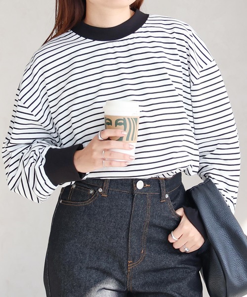 Social GIRL（ソーシャルガール）の「ハイネックボリューム袖ロンT（Tシャツ/カットソー・レディース・アイボリー/ブラック/オフホワイト/グレイッシュベージュ/ブルー/ホワイト系その他/ブラック系その他/ホワイト・FREE）」の11枚目の写真