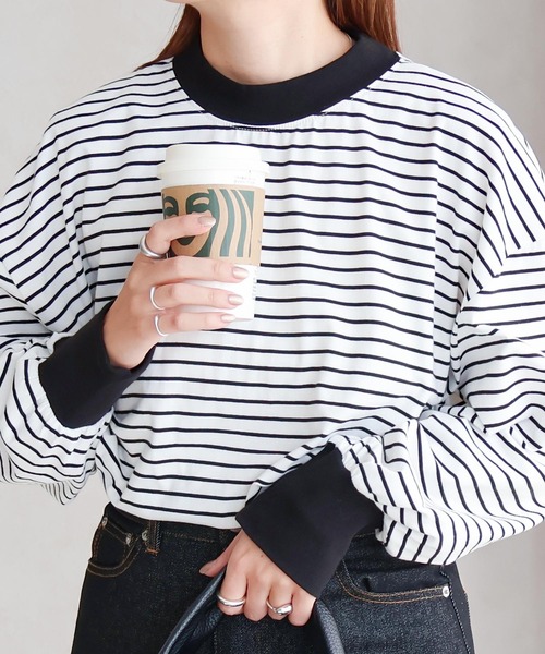 Social GIRL（ソーシャルガール）の「ハイネックボリューム袖ロンT（Tシャツ/カットソー・レディース・アイボリー/ブラック/オフホワイト/グレイッシュベージュ/ブルー/ホワイト系その他/ブラック系その他/ホワイト・FREE）」の12枚目の写真