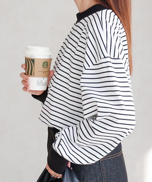 Social GIRL（ソーシャルガール）の「ハイネックボリューム袖ロンT（Tシャツ/カットソー・レディース・アイボリー/ブラック/オフホワイト/グレイッシュベージュ/ブルー/ホワイト系その他/ブラック系その他/ホワイト・FREE）」の13枚目の写真