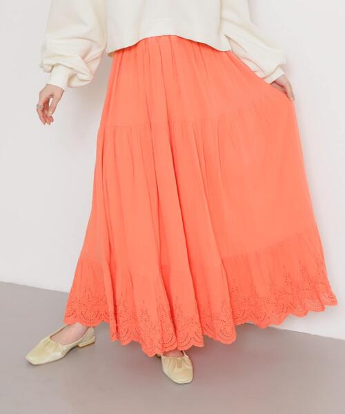 SENSE OF PLACE by URBAN RESEARCH（センスオブプレイスバイアーバンリサーチ）の「スカラップレースヨウリュウティアードスカート（スカート・レディース・レッド/オフホワイト/ブラック・ONE）」の12枚目の写真