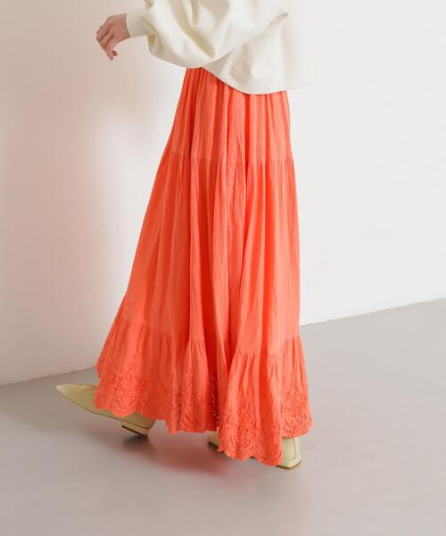 SENSE OF PLACE by URBAN RESEARCH（センスオブプレイスバイアーバンリサーチ）の「スカラップレースヨウリュウティアードスカート（スカート・レディース・レッド/オフホワイト/ブラック・ONE）」の10枚目の写真