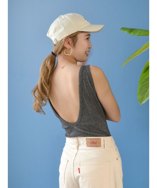 Ungrid（アングリッド）の「メランジボディースーツ（タンクトップ・レディース・アイボリー/チャコールグレー・FREE）」の14枚目の写真