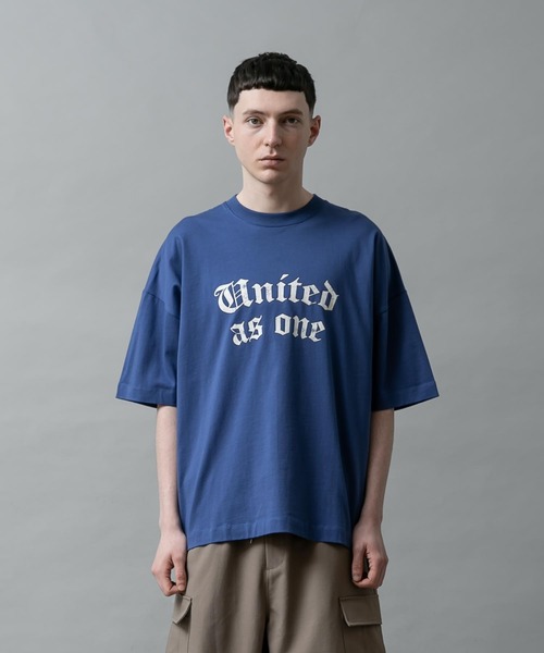 半袖Tシャツ メンズ 立体文字プリント ドロップショルダー 2色 セール】ドロップショルダープリントTシャツ(United)（Tシャツ