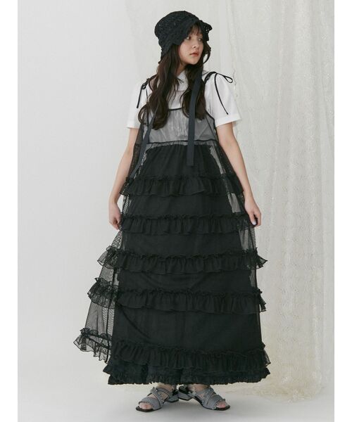 merry jenny（メリージェニー）の「flowerギャザ-スカート（スカート・レディース・オフホワイト/ブラック・FREE）」の9枚目の写真
