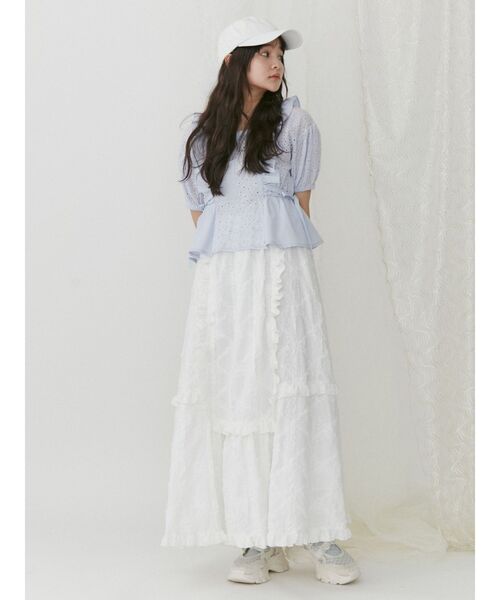 merry jenny（メリージェニー）の「flowerギャザ-スカート（スカート・レディース・オフホワイト/ブラック・FREE）」の13枚目の写真