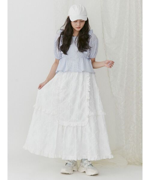 merry jenny（メリージェニー）の「flowerギャザ-スカート（スカート・レディース・オフホワイト/ブラック・FREE）」の15枚目の写真