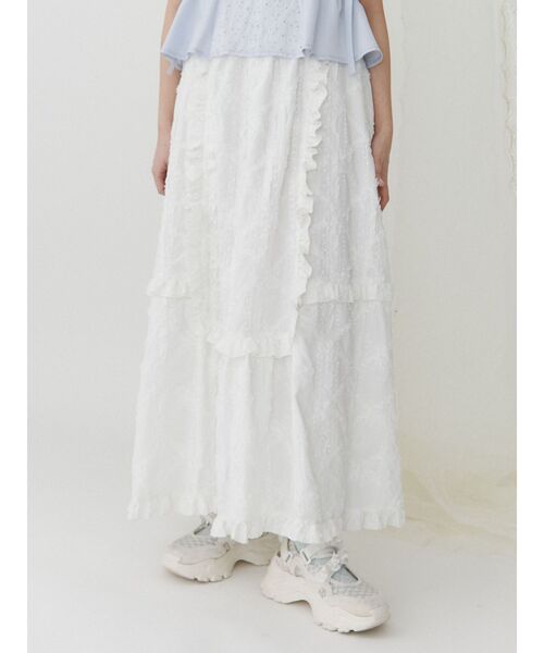 merry jenny（メリージェニー）の「flowerギャザ-スカート（スカート・レディース・オフホワイト/ブラック・FREE）」の16枚目の写真