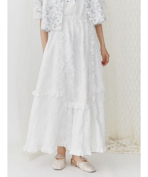 merry jenny（メリージェニー）の「flowerギャザ-スカート（スカート・レディース・オフホワイト/ブラック・FREE）」の22枚目の写真